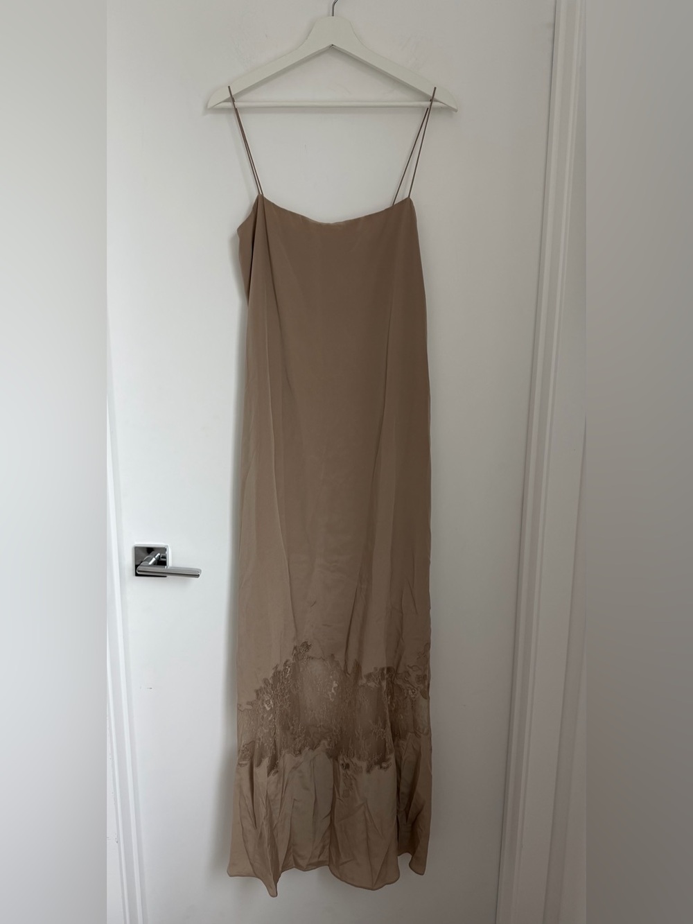 Staud NWT Medium Delfina Silk Maxi Dress Dune Nude - Picture 6 of 12